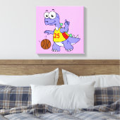 Illustratie van een Stegosaurus die basketbal spee Canvas Afdruk (Insitu (Slaapkamer))