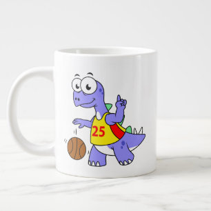 Illustratie van een Stegosaurus die basketbal spee Grote Koffiekop