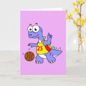Illustratie van een Stegosaurus die basketbal spee Kaart (Gele Bloem)