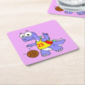 Illustratie van een Stegosaurus die basketbal spee Kartonnen Onderzetters (Schuin)