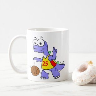 Illustratie van een Stegosaurus die basketbal spee Koffiemok