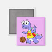 Illustratie van een Stegosaurus die basketbal spee Magneet (Voorkant / Achterkant)