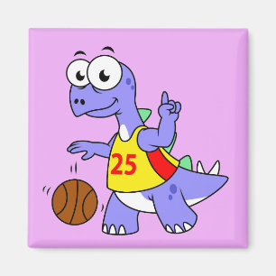 Illustratie van een Stegosaurus die basketbal spee Magneet