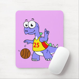 Illustratie van een Stegosaurus die basketbal spee Muismat