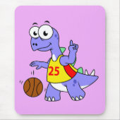 Illustratie van een Stegosaurus die basketbal spee Muismat (Voorkant)