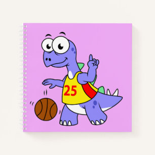 Illustratie van een Stegosaurus die basketbal spee Notitieboek