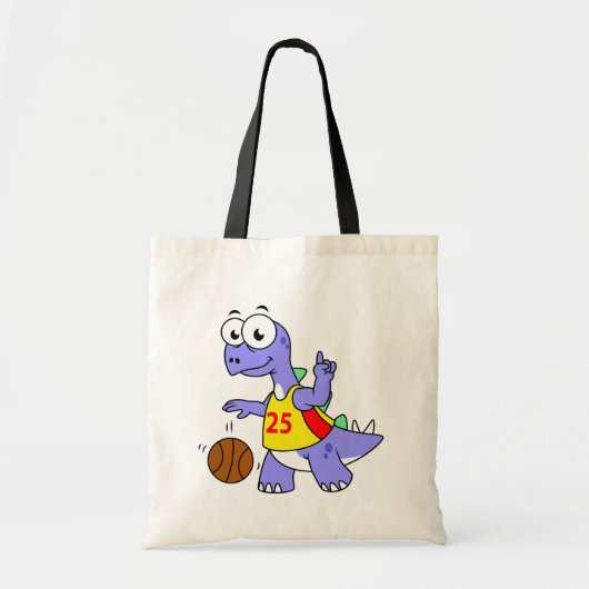Illustratie van een Stegosaurus die basketbal spee Tote Bag (Voorkant)