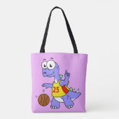 Illustratie van een Stegosaurus die basketbal spee Tote Bag (Achterkant)