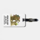 Illustratie van een stegosaurus die een drankje Dr Bagagelabel (Achterkant horizontaal)