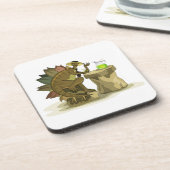 Illustratie van een stegosaurus die een drankje Dr Bier Onderzetter (Linkerzijde)