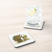 Illustratie van een stegosaurus die een drankje Dr Bier Onderzetter (Rechterzijde)