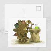 Illustratie van een stegosaurus die een drankje Dr Briefkaart (Voorkant / Achterkant)
