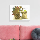 Illustratie van een stegosaurus die een drankje Dr Canvas Afdruk (Insitu (Woonkamer))