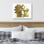Illustratie van een stegosaurus die een drankje Dr Canvas Afdruk (Insitu (Slaapkamer))