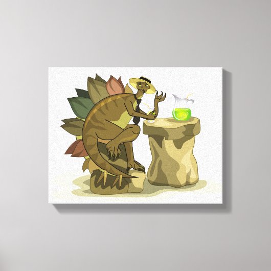 Illustratie van een stegosaurus die een drankje Dr Canvas Afdruk (Voorkant)