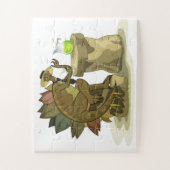 Illustratie van een stegosaurus die een drankje Dr Legpuzzel (Verticaal)