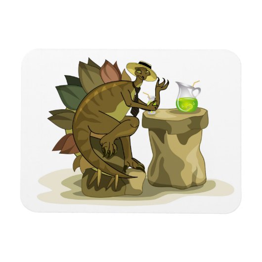 Illustratie van een stegosaurus die een drankje Dr Magneet (Horizontaal)