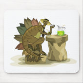 Illustratie van een stegosaurus die een drankje Dr Muismat (Voorkant)