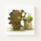 Illustratie van een stegosaurus die een drankje Dr Notitieboek (Achterkant)