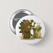 Illustratie van een stegosaurus die een drankje Dr Ronde Button 5,7 Cm (Voorkant /achterkant)