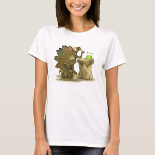 Illustratie van een stegosaurus die een drankje Dr T-shirt