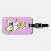 Illustratie van een stegosaurus die karate beoefen bagagelabel (Voorkant horizontaal)