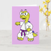 Illustratie van een stegosaurus die karate beoefen kaart (Gele Bloem)