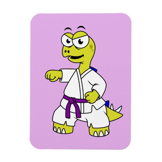 Illustratie van een stegosaurus die karate beoefen magneet (Verticaal)