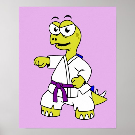 Illustratie van een stegosaurus die karate beoefen poster (Voorkant)