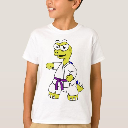 Illustratie van een stegosaurus die karate beoefen t-shirt (Voorkant)