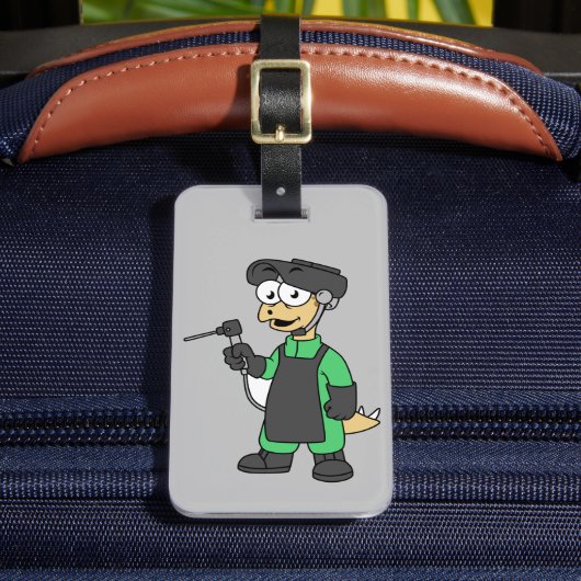 Illustratie van een Stegosaurus-lasser. Bagagelabel (Voorkant Insitu 2)