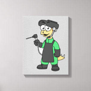 Illustratie van een Stegosaurus-lasser. Canvas Afdruk