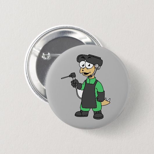 Illustratie van een Stegosaurus-lasser. Ronde Button 5,7 Cm (Voorkant /achterkant)