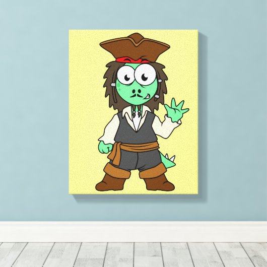 Illustratie van een Stegosaurus piraat, Jack Sparr Canvas Afdruk (Insitu (Houten vloer))