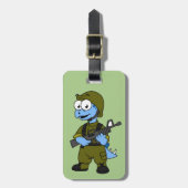 Illustratie van een Stegosaurus soldaat. Bagagelabel (Voorkant verticaal)