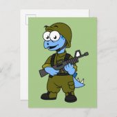 Illustratie van een Stegosaurus soldaat. Briefkaart (Voorkant / Achterkant)