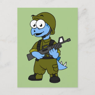 Illustratie van een Stegosaurus soldaat. Briefkaart