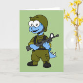 Illustratie van een Stegosaurus soldaat. Kaart (Gele Bloem)