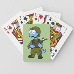 Illustratie van een Stegosaurus soldaat. Pokerkaarten