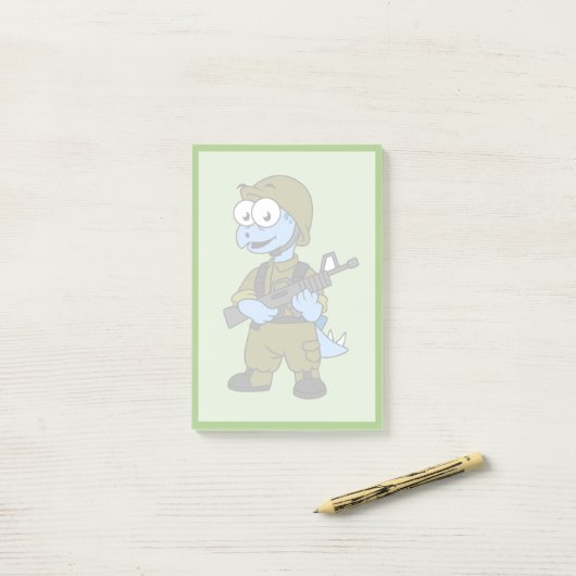 Illustratie van een Stegosaurus soldaat. Post-it® Notes (Op bureau)