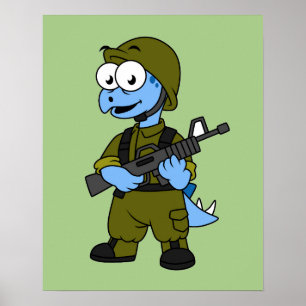 Illustratie van een Stegosaurus soldaat. Poster