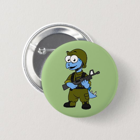 Illustratie van een Stegosaurus soldaat. Ronde Button 5,7 Cm (Voorkant /achterkant)