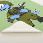 Illustratie van een Stegosaurus soldaat. Sherpa Deken (3/4)