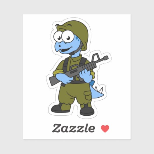 Illustratie van een Stegosaurus soldaat. Sticker (Vel)