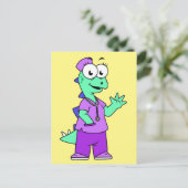 Illustratie van een Stegosaurus verpleegster. Briefkaart (Staand voorkant)