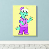 Illustratie van een Stegosaurus verpleegster. Canvas Afdruk (Insitu (Houten vloer))