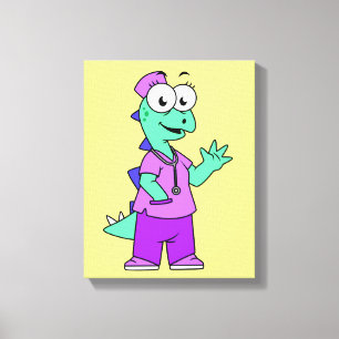 Illustratie van een Stegosaurus verpleegster. Canvas Afdruk