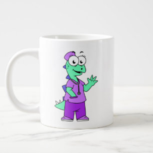 Illustratie van een Stegosaurus verpleegster. Grote Koffiekop