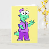 Illustratie van een Stegosaurus verpleegster. Kaart (Gele Bloem)