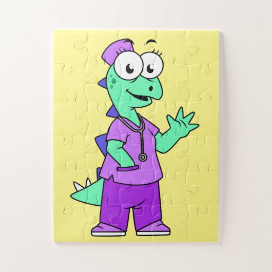 Illustratie van een Stegosaurus verpleegster. Legpuzzel (Verticaal)